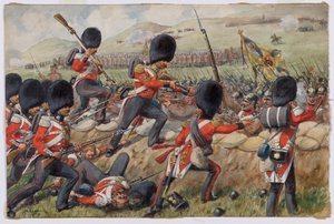 Detail van de Scots Fusilier Guards nu Scots Guards bij de Slag om de Alma, Krimoorlog, 20 september 1854